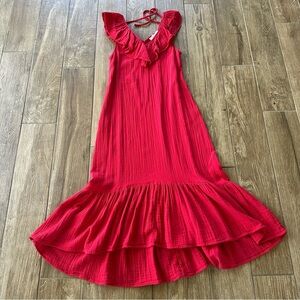Vineyard Vines Bright Red Ruffled Dress size Small